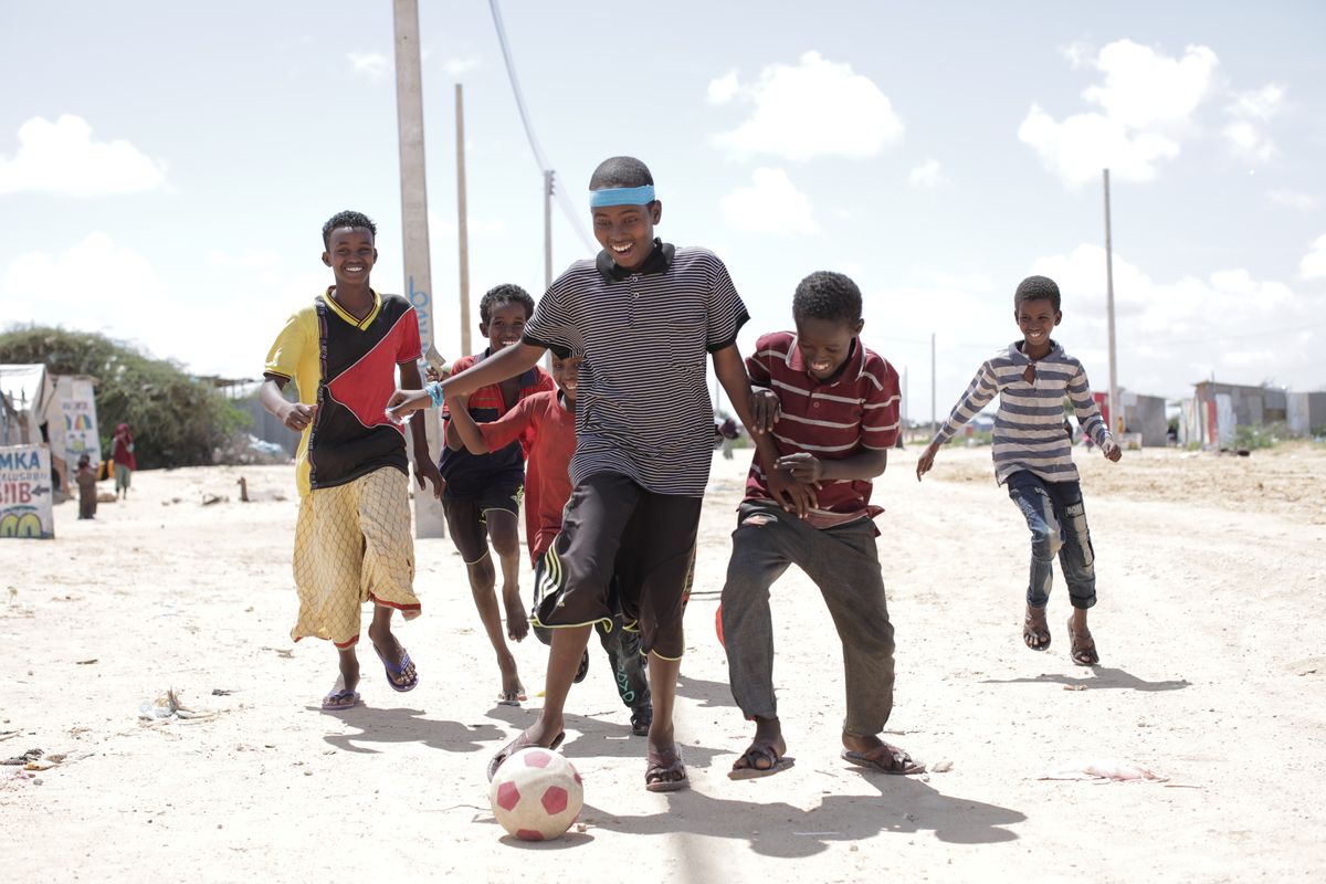 Children playing in their community
